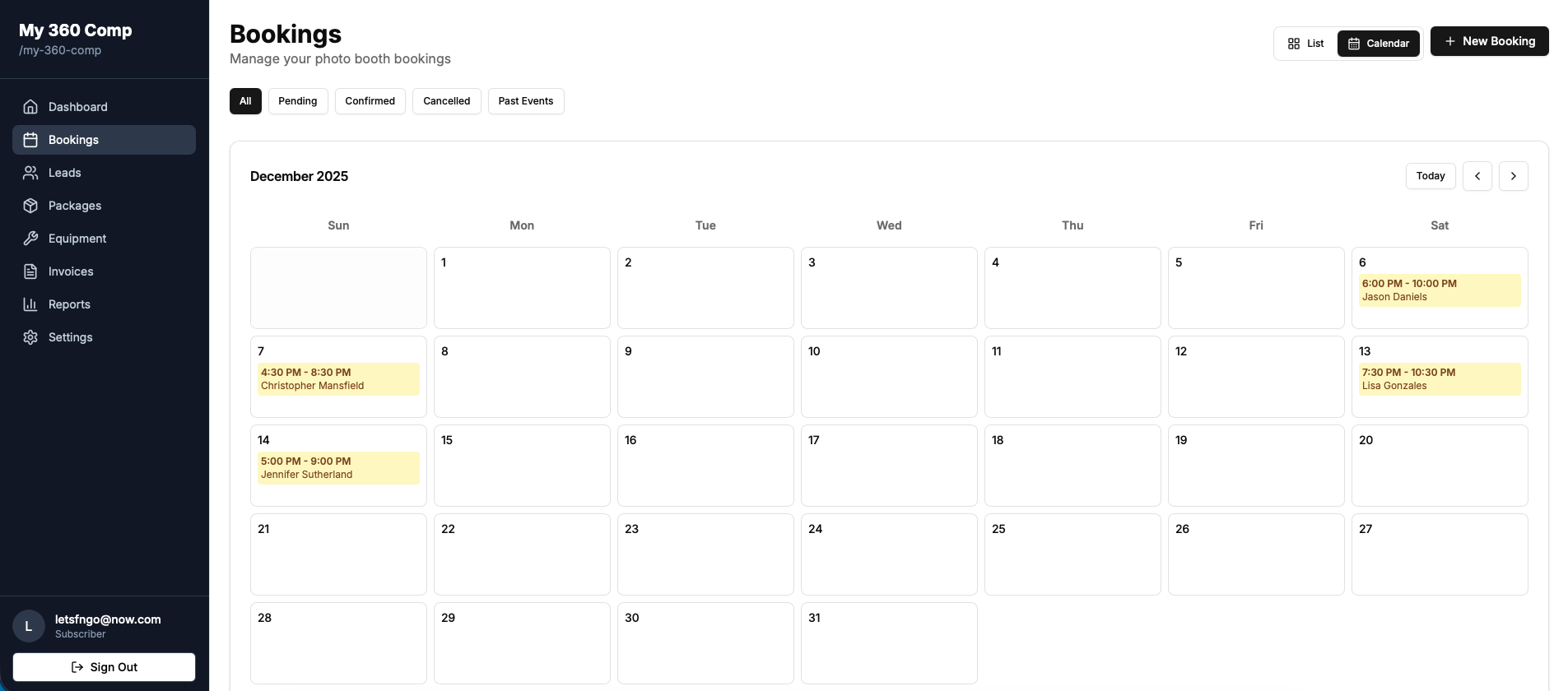 Calendar View